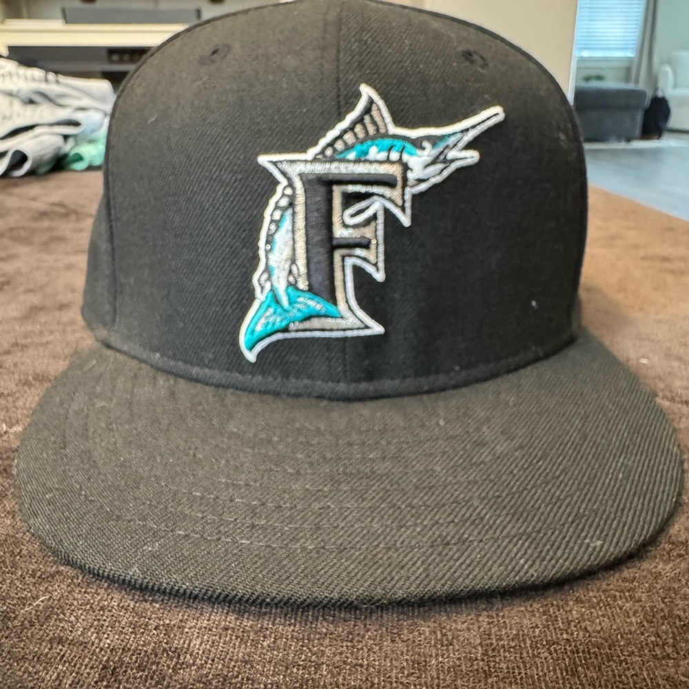 Florida marlins New Era Black and Teal Cap